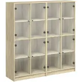 vidaXL Boekenkast met deuren 136x37x142 cm hout sonoma eikenkleurig