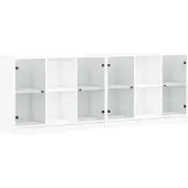 DKD Home Decor Boekenkast met deuren, wit, 204x37x75 cm, gemaakt van houtvezel