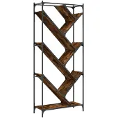 vidaXL Boekenkast 79x30x180 cm bewerkt hout en metaal gerookt eiken