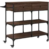 vidaXL Keukentrolley 105x42x95 cm bewerkt hout bruin eikenkleurig