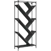vidaXL Boekenkast 79x30x180 cm bewerkt hout en metaal zwart