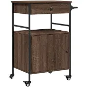 vidaXL Keukenwagen, bruin, eikenlook, 56x43x89,5 cm, houtvezel