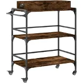 vidaXL Keukentrolley 81,5x41x92,5 cm bewerkt hout gerookt eikenkleurig