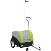 vidaXL Fietsaanhanger, zwart en groen, 45 kg, staal