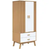 vidaXL Kledingkast OLDEN 76,5x53x172 cm grenenhout wit en bruin