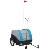 vidaXL Fietsaanhanger, zwart en blauw, 45 kg, staal