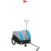 vidaXL Fietstrailer 30 kg ijzer zwart en blauw