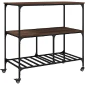 vidaXL Keukentrolley 100x50x95 cm bewerkt hout bruin eikenkleurig