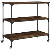 vidaXL Keukentrolley 102x50x95 cm bewerkt hout gerookt eikenkleurig