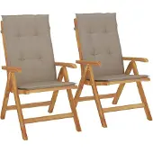vidaXL Tuinstoelen 2 st verstelbaar met kussens massief teakhout