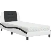 vidaXL Bedframe zonder matras "Zadar" kunstleer zwart en wit 90x200 cm