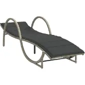 vidaXL Ligbed met kussen 60x199x42 cm poly rattan lichtgrijs