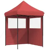 vidaXL Partytent inklapbaar pop-up met 2 zijwanden bordeauxrood