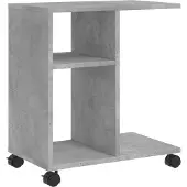 vidaXL Bijzettafel met wielen 50x30x55 cm bewerkt hout betongrijs