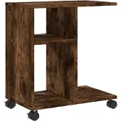 vidaXL Bijzettafel met wieltjes 50x30x55 cm hout gerookt eikenkleurig