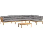 vidaXL - 5-delige - Loungeset - pallet - met - kussens - massief - acaciahout