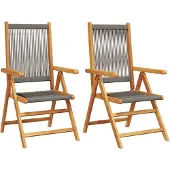 vidaXL Tuinstoelen 2 st massief acaciahout en polypropeen grijs