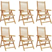 vidaXL Tuinstoelen 6 st verstelbaar massief acaciahout beige