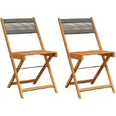 vidaXL Bistrostoelen 2 st massief acaciahout en touw grijs
