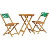 vidaXL 3-delige Bistroset bladpatroon stof en massief hout
