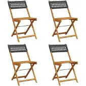 vidaXL Tuinstoelen 4 st inklapbaar poly rattan en massief hout zwart