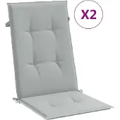 vidaXL Stoelkussens 2 st hoge rug 120x50x4 cm stof lichtgrijs