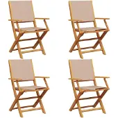 vidaXL Tuinstoelen 4 st inklapbaar stof en massief hout taupe