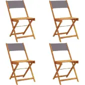 vidaXL Tuinstoelen 4 st inklapbaar massief hout en stof antracietkleur