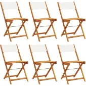 vidaXL Tuinstoelen 6 st inklapbaar massief hout en stof crèmewit