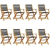 vidaXL Tuinstoelen 8 st inklapbaar massief acaciahout zwart