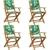 vidaXL Tuinstoelen 4 st inklapbaar stof en massief hout groen