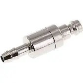 Tameson Vernikkeld Messing DN 5 Luchtkoppeling Insteeknippel 6 mm Slangpilaar Double Shut-Off