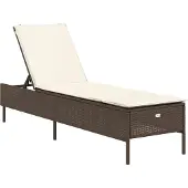vidaXL Ligbed met kussen poly rattan bruin