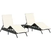 vidaXL Ligbedden 2 st met tafel poly rattan zwart