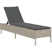 vidaXL Ligbed met kussen poly rattan lichtgrijs