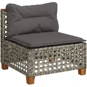 vidaXL Tuinbank zonder armleuning met kussens poly rattan grijs