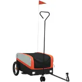 vidaXL Fietstrailer 30 kg ijzer zwart en oranje