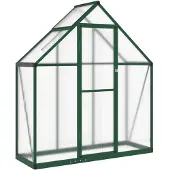 vidaXL Kas met funderingsframe, groen, 169x58x195 cm, aluminium