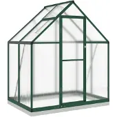 vidaXL Kas met funderingsframe, groen, 169x114x202 cm, aluminium