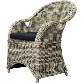 AVH-Collectie Macau dining tuinstoel met handgat naturel rotan - olefin black