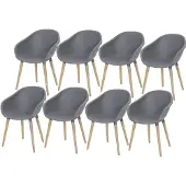 AVH-Collectie Set van 8 Swan dining kuipstoel grijs kunststof