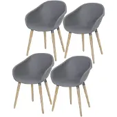 AVH-Collectie Set van 4 Swan dining kuipstoel grijs kunststof