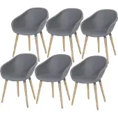 AVH-Collectie Set van 6 Swan dining kuipstoel grijs kunststof
