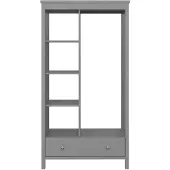 Ebuy24 Tromsø kledingkast zonder deuren 3 planken, 1 lade, 1 ophangstang grijs.