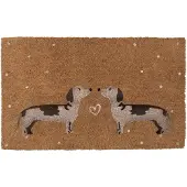 Clayre & Eef Deurmat 75x45 cm Bruin Kokosvezel PVC Teckels Kokosmat Bruin Kokosmat