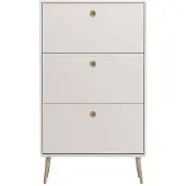 Hioshop Softline schoenenkast 3 kleppen wit.