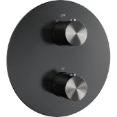 Brauer Gunmetal Edition 3-weg inbouwthermostaat rond met in- en afbouwdelen gunmetal geborsteld PVD