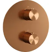 Brauer Copper Carving 3-weg inbouwthermostaat rond met in- en afbouwdelen koper geborsteld PVD