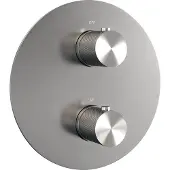 Brauer Carving 3-weg Inbouwthermostaat Rond Geborsteld RVS PVD - Kranen, Badkranen, Inbouw Badkranen - 8720724525185