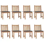 The Living Store : 8 tuinstoelen met kussens, gemaakt van massief teakhout